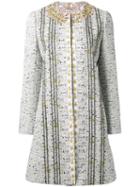 Giambattista Valli Embellished Neck Midi Coat, Women's, Size: 42, White, Cotton/polyester/silk/pvc