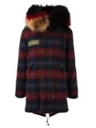 Mr & Mrs Italy Checked Parka, Women's, Size: Small, Virgin Wool/cotton/polyester/racoon Fur