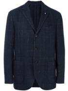 Lardini Checked Blazer, Men's, Size: 52, Blue, Wool/polyamide/viscose/polyester