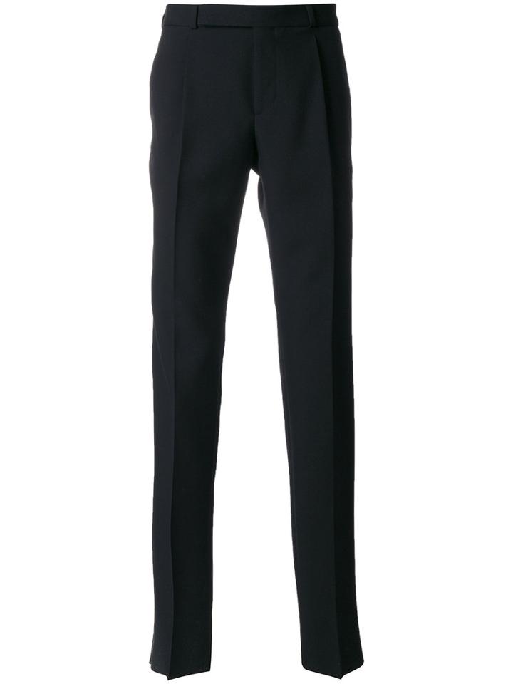 Saint Laurent - Straight Leg Trousers - Men - Cotton/viscose/virgin Wool - 48, Black, Cotton/viscose/virgin Wool
