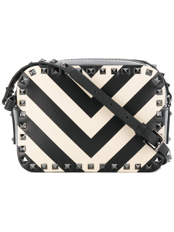 Valentino Rockstud Striped Camera Bag - Black