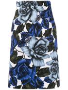 Prada Rose Print A-line Skirt - Blue