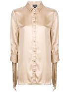 Just Cavalli Draped-sleeve Fitted Blouse - Neutrals