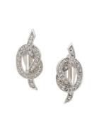 Nina Ricci Pre-owned 1980's Knotted Crystal Clip-on Earrings - Silver