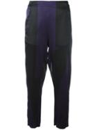 Ann Demeulemeester - Elasticated Waistband Cropped Trousers - Women - Silk/cotton/spandex/elastane/rayon - 42, Pink/purple, Silk/cotton/spandex/elastane/rayon
