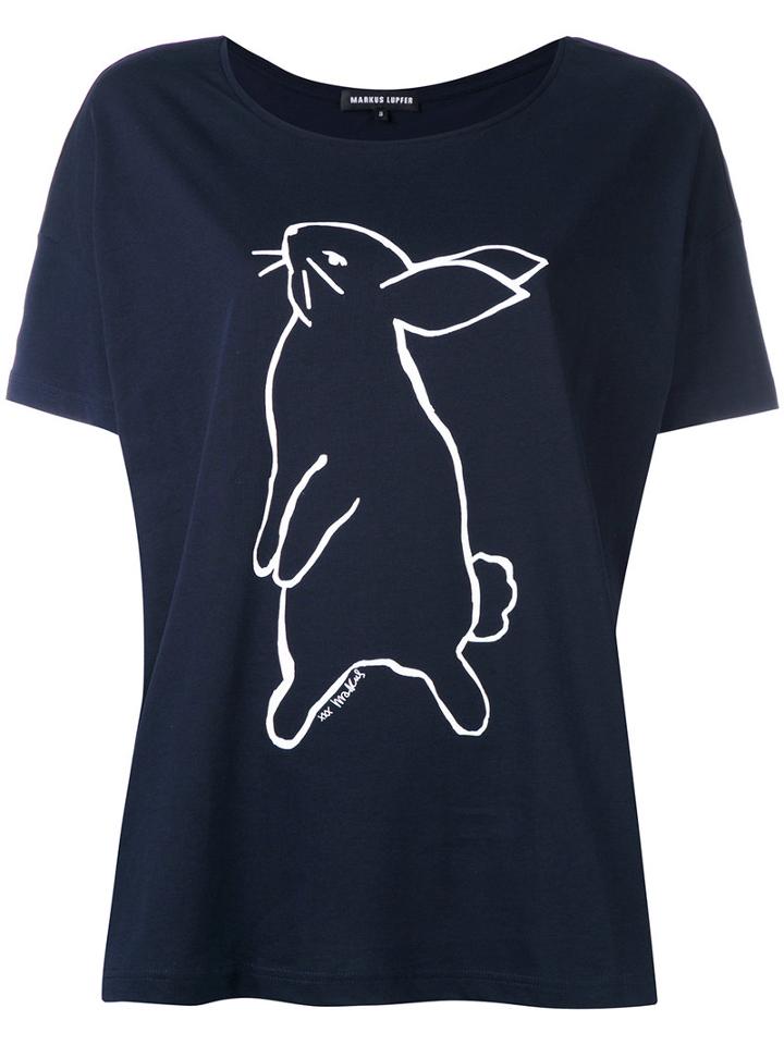 Markus Lupfer - Bunny Print T-shirt - Women - Cotton - S, Blue, Cotton