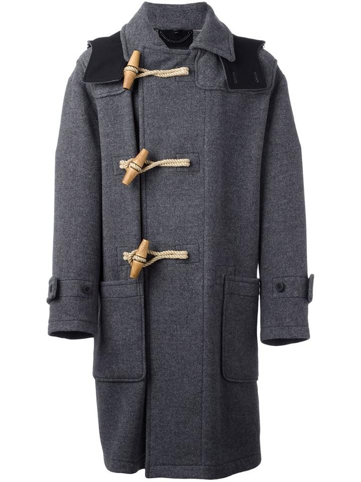 Burberry Runway Oversized Duffle Coat, Men's, Size: 46, Grey, Polyamide/virgin Wool