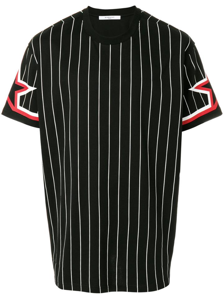 Givenchy Striped Star-sleeve T-shirt - Black