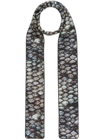 Burberry Fish-scale And Sea Print Skinny Scarf - Black
