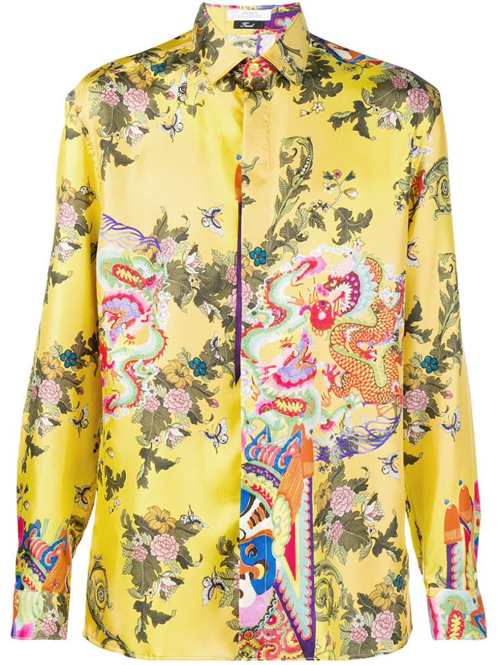 Versace Collection Floral Print Shirt - Yellow & Orange