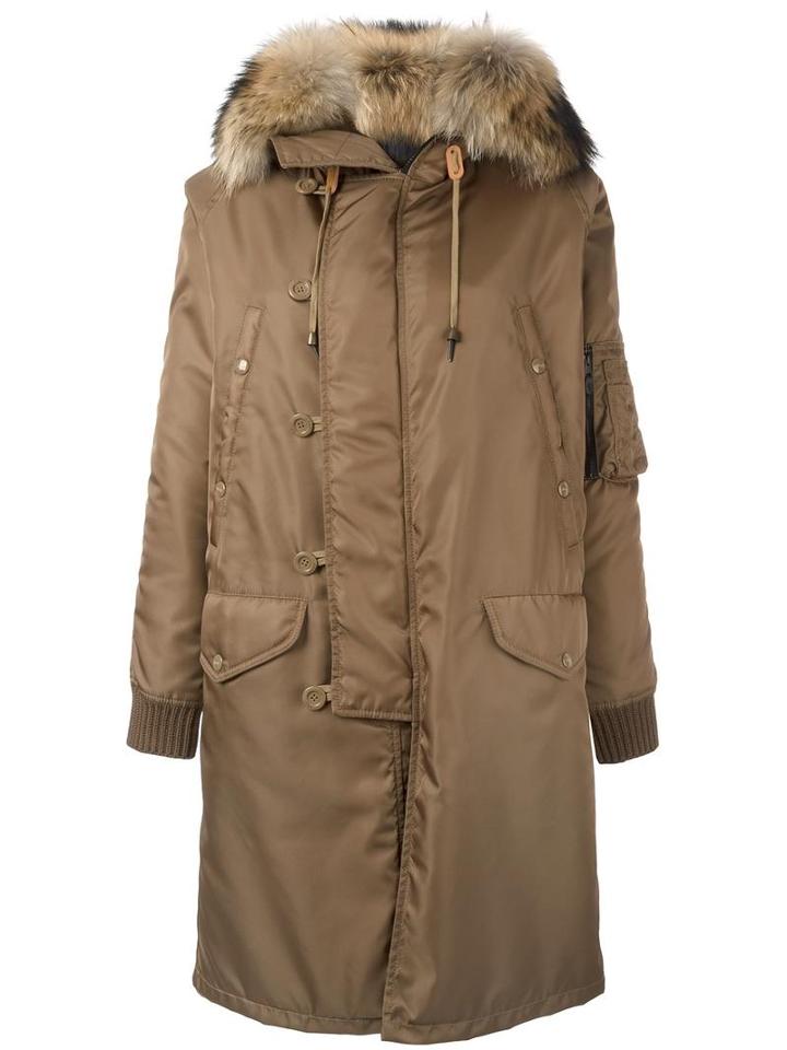 As65 Hooded Parka Coat, Women's, Size: Small, Brown, Rabbit Fur/nylon/polyamide/polyester