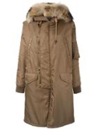 As65 Hooded Parka Coat, Women's, Size: Small, Brown, Rabbit Fur/nylon/polyamide/polyester