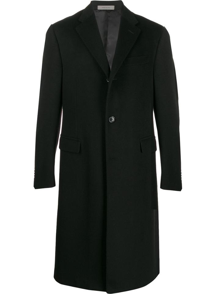 Corneliani Single Breasted Fitted Coat - Black