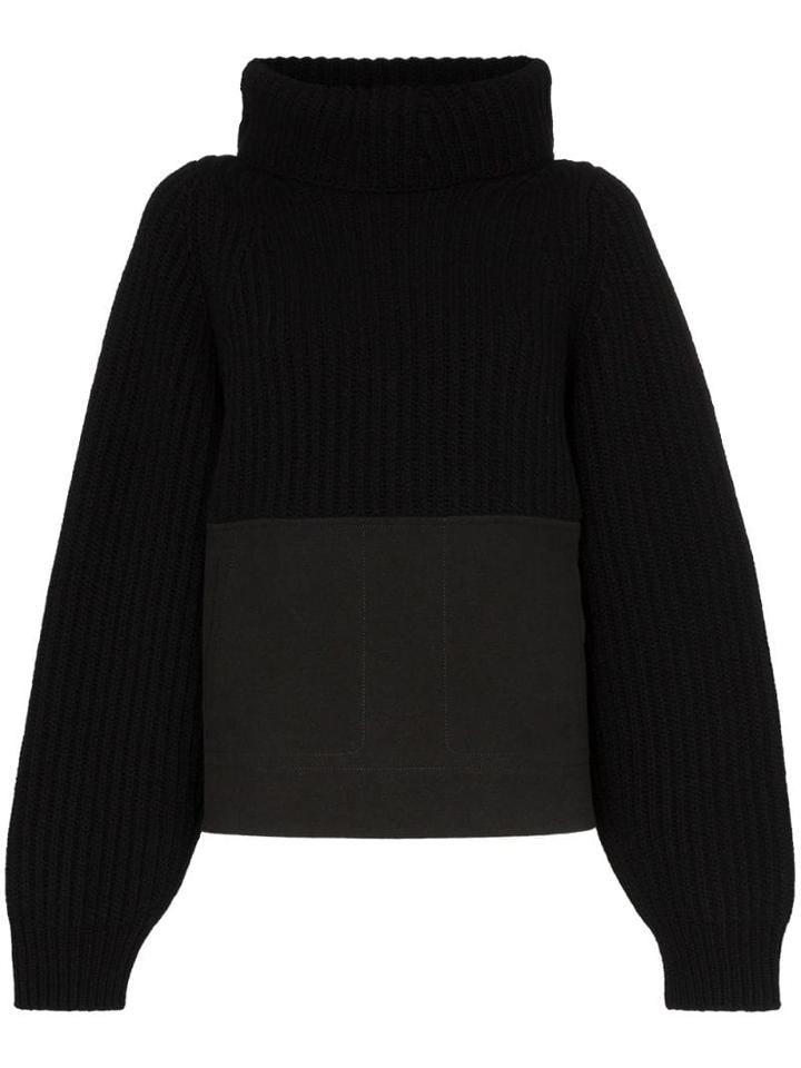 Haider Ackermann Panelled Turtleneck Wool Jumper - Black