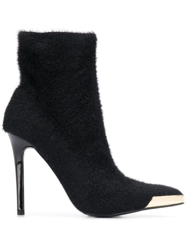 Versace Jeans Couture Fur Effect Heeled Boots - Black