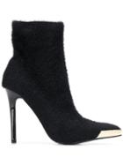 Versace Jeans Couture Fur Effect Heeled Boots - Black
