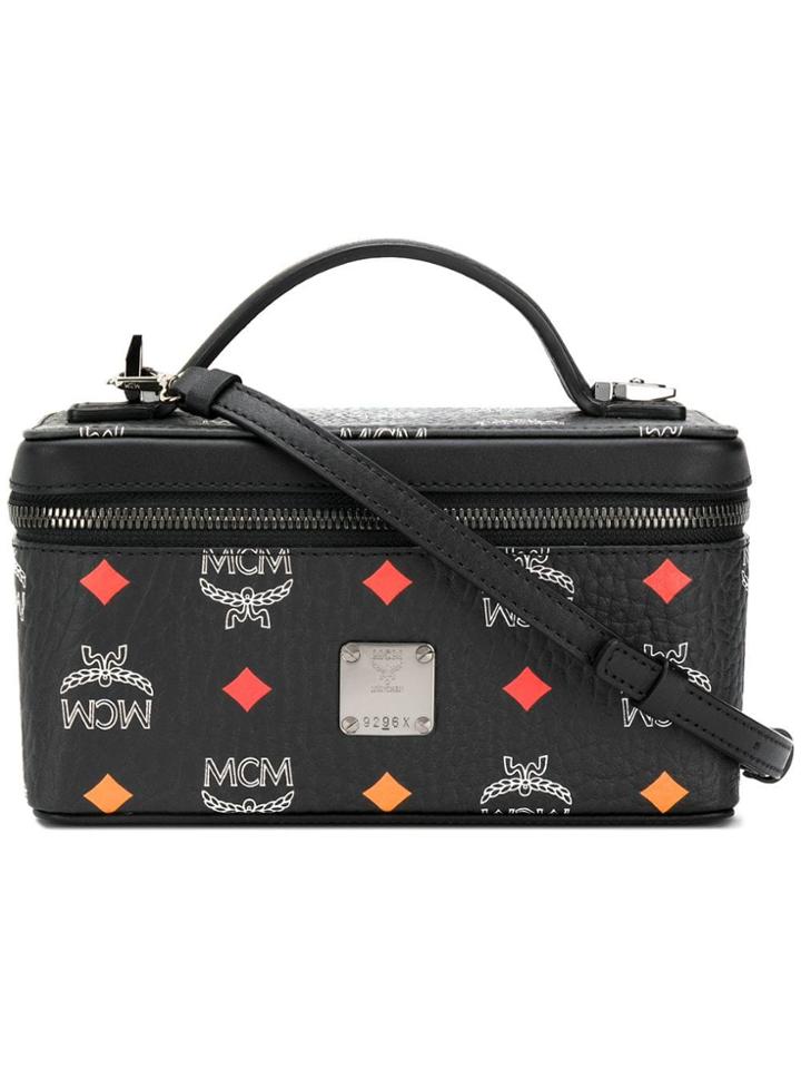 Mcm Logo Print Box Shoulder Bag - Black