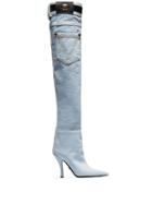 Versace Denim Thigh-high Boots - Blue