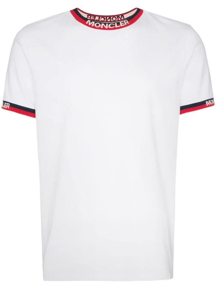 Moncler Logo Stripe Crew Neck T-shirt - White