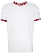Moncler Logo Stripe Crew Neck T-shirt - White
