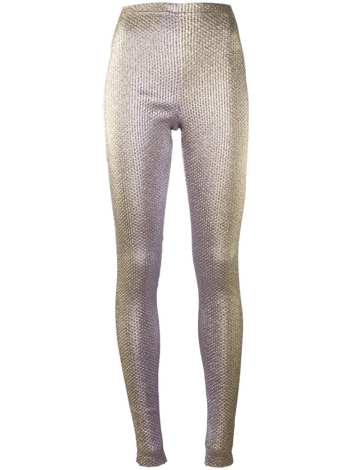 Area Metallic (grey) Textured Leggings, Women's, Size: Medium, Cotton/polyamide/polyester/spandex/elastane