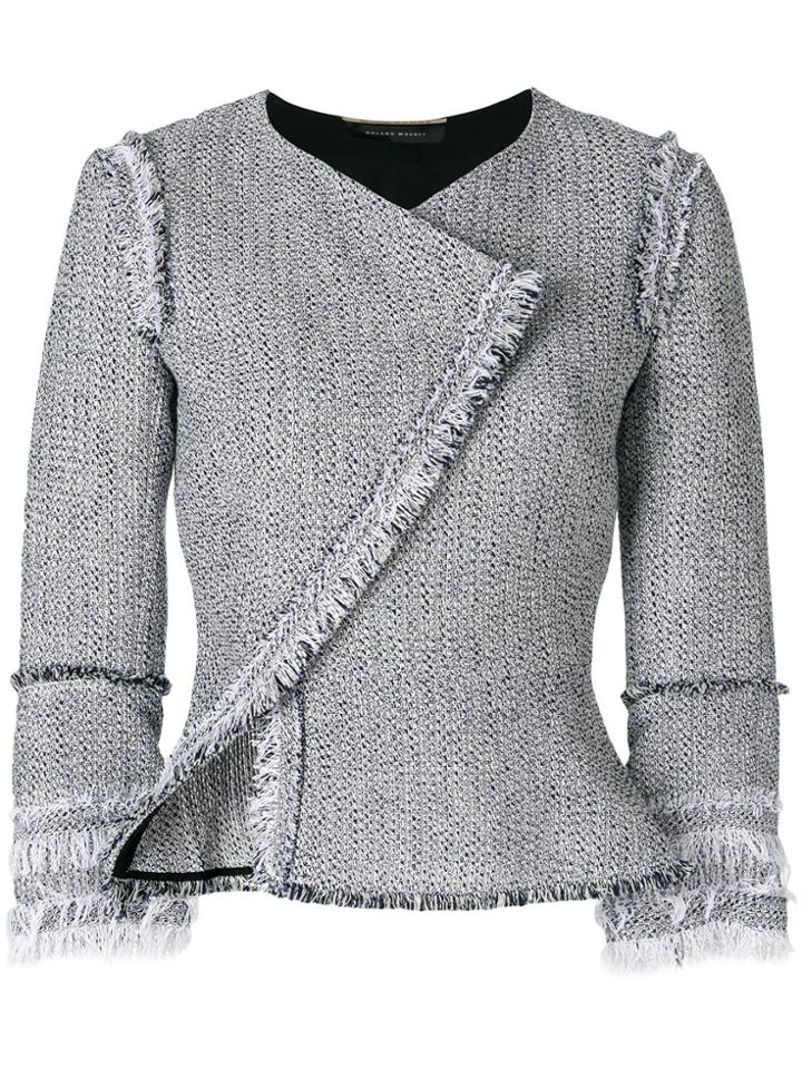 Roland Mouret Frayed Asymmetric Front Jacket - Grey