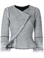 Roland Mouret Frayed Asymmetric Front Jacket - Grey