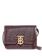 Burberry Mini Quilted Monogram Lambskin Tb Bag - Red