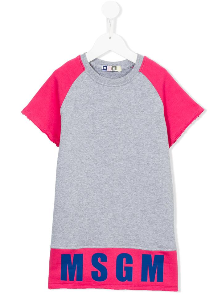 Msgm Kids Logo Print Sweatshirt Dress, Girl's, Size: 10 Yrs, Grey