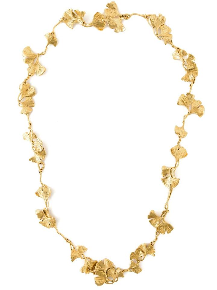 Aurelie Bidermann Ginkgo Long Sautoir Necklace - Metallic