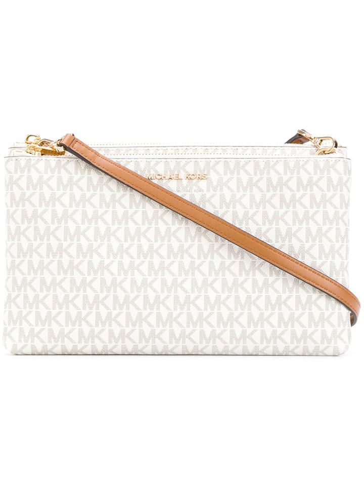 Michael Michael Kors - Logo Print Crossbody Bag - Women - Leather - One Size, White, Leather