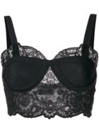 Versace Vintage Lace Cropped Bustier - Black