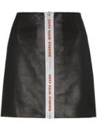 Heron Preston Reflective Tape Leather Mini Skirt - Black