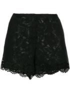 Valentino Lace Trim Shorts - Black