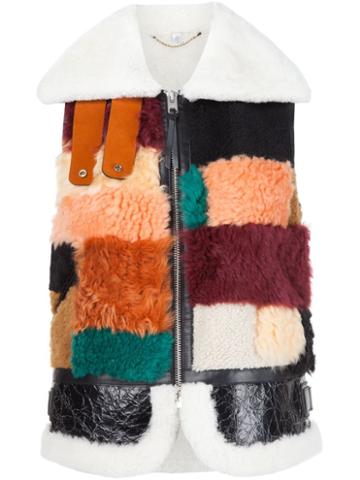 Coach Patchwork Waistcoat, Women's, Size: 4, Lamb Skin/lambs Wool