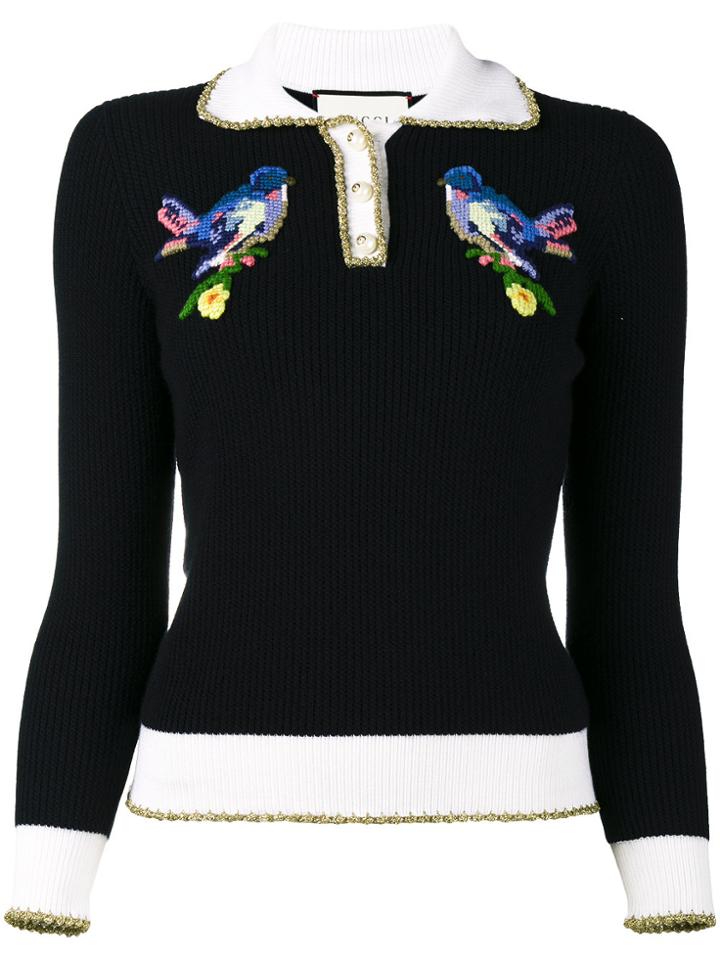 Gucci Bird Embroidered Jumper - Blue