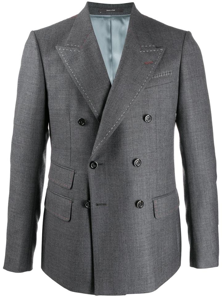 Gucci Stitching Detailed Tailored Blazer - Grey