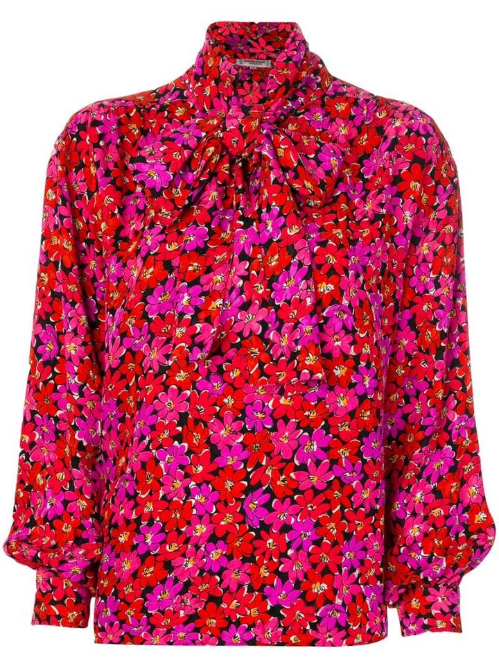 Yves Saint Laurent Pre-owned Floral Print Blouse - Red