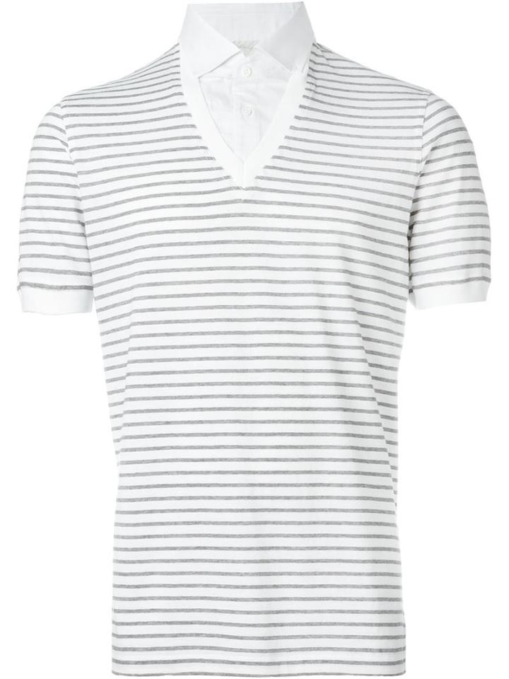 Brunello Cucinelli Collar Insert Striped T-shirt