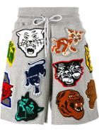 Facetasm Patch Track Shorts, Size: 3, Grey, Cotton/polyester