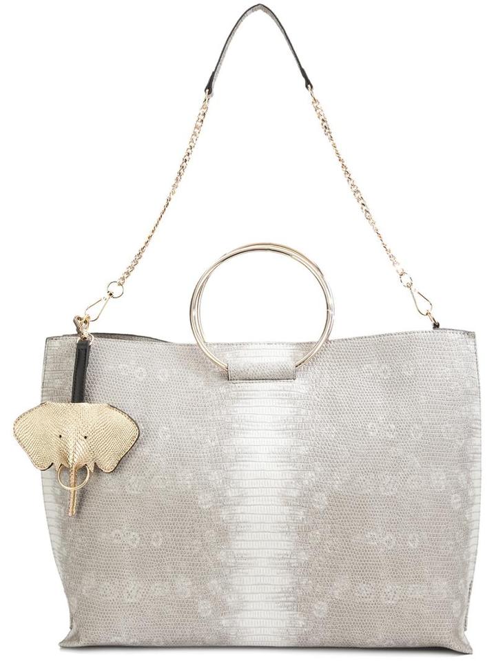 Christian Siriano - Snakeskin Effect Tote - Women - Pvc - One Size, Women's, Grey, Pvc