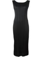 Pleats Please By Issey Miyake Boat Neck Fitted Dress, Women's, Size: 3, Black, Polyester
