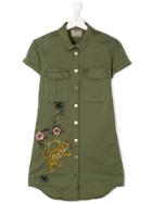 Zadig & Voltaire Kids Teen Embroidered Detail Shirt Dress - Green