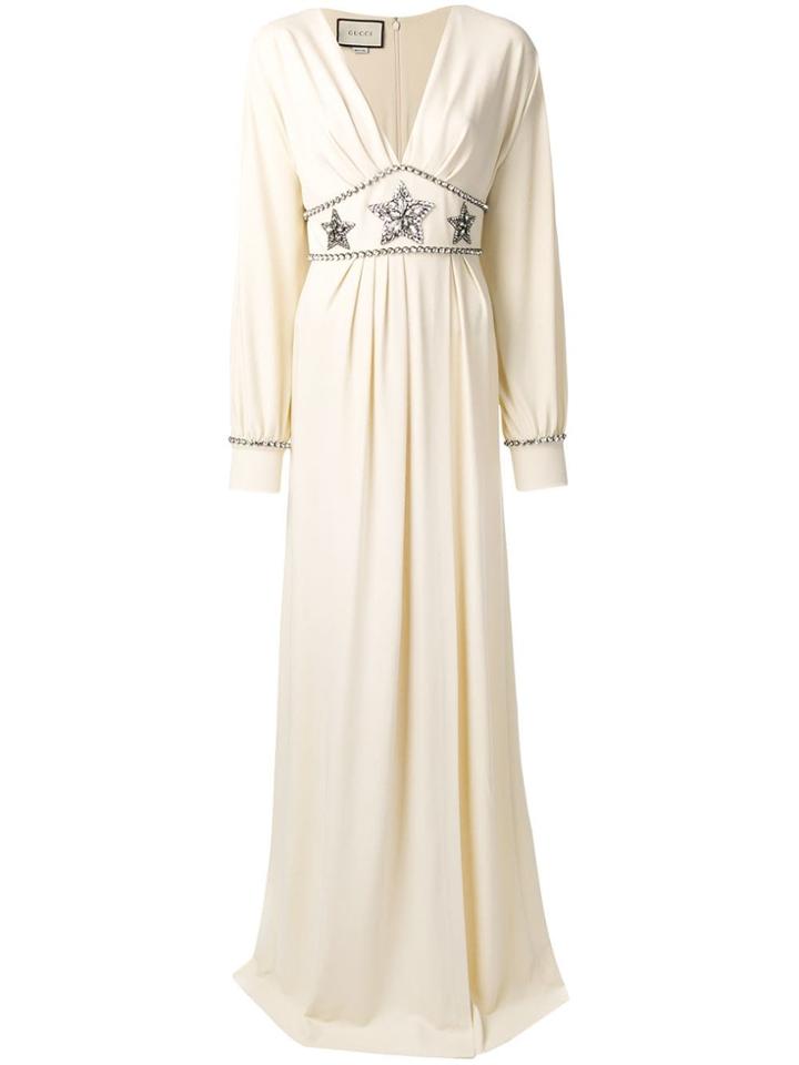 Gucci Star Embellished Maxi Dress - Neutrals