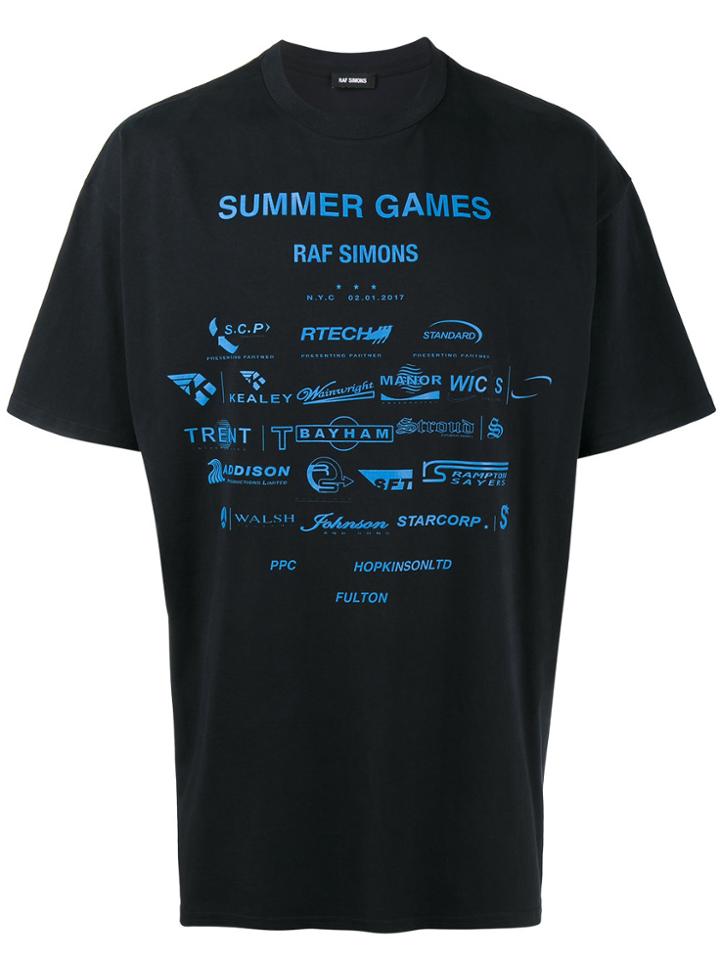 Raf Simons Navy Sponsor Print T Shirt - Blue