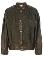 Céline Vintage Suede Panel Leather Jacket, Women's, Size: 38, Green