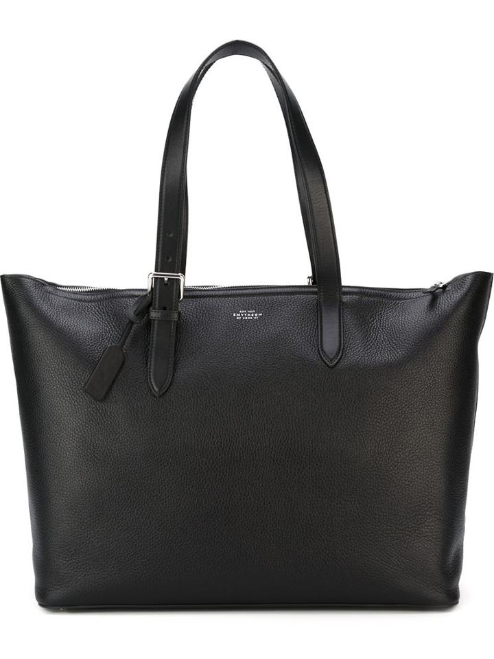 Smythson Burlington Tote, Men's, Black, Leather
