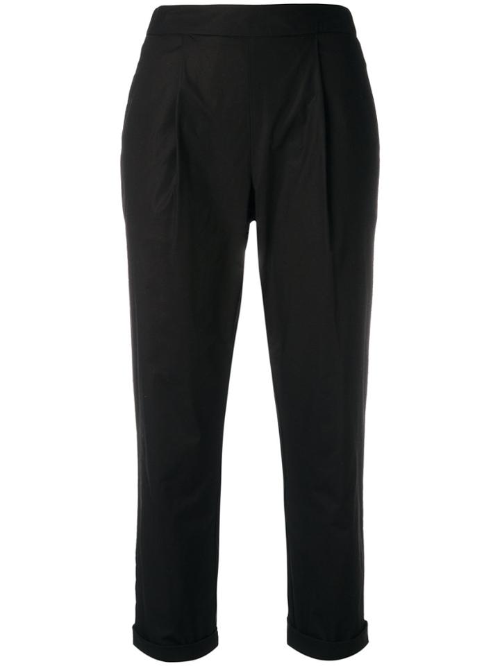 Semicouture Pleat Detail Cropped Trousers - Black