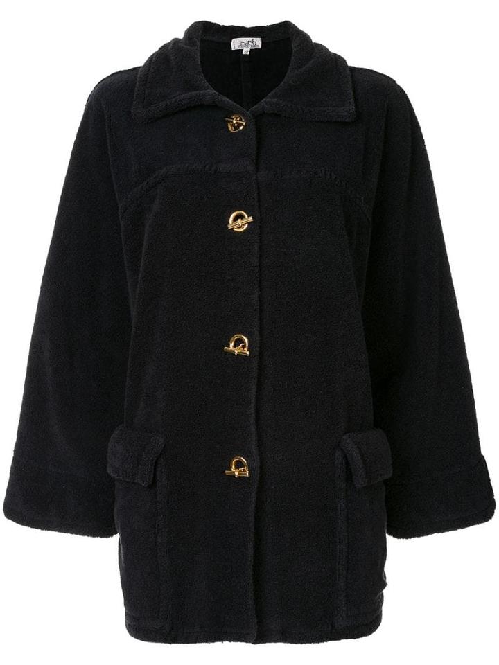 Hermès Pre-owned Hermes Long Sleeve Coat - Black