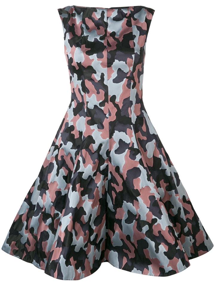 Talbot Runhof Jacquard Camouflage Pattern Dress - Blue